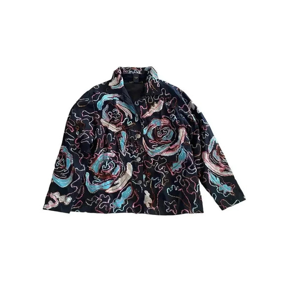 Mirasol Women's Black Long Sleeve Collard Button Down Jackets Size Large - Picture 1 of 5